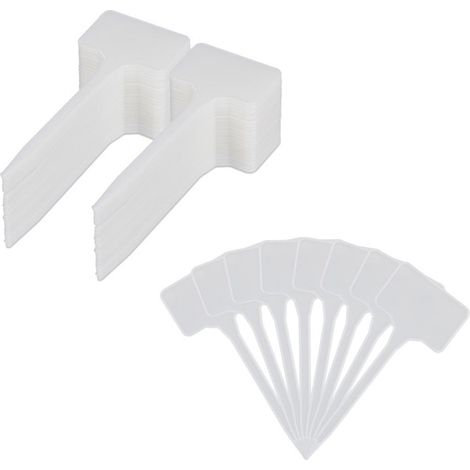 étiquettes à planter en lot de 100, à inscrire, parterre et pousses, H x L 14,5x5,5 cm, Plastique, blanc