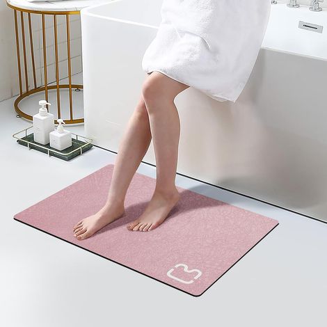 Tapis de bain en terre de diatomées, ultra-absorbant, antidérapant, à séchage rapide, fin et idéal pour une utilisation sous les portes, devant la baignoire, la douche ou le lavabo. Dimensions : 39,9 (1/5)