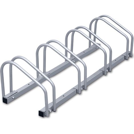 Randaco Fahrradständer für 4 Fahrräder, 101x32x26cm, aus verzinkt Stahl, Radständer, känn Boden/Wandmontage, für Reifenbreiten 3,5 - 5,5 cm, Silber