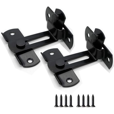 Verrou de porte, 2 pièces, loquet de porte à angle droit de 90 degrés en acier inoxydable avec vis pour portes et fenêtres (grand format)