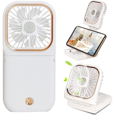 Ventilateur portatif, chargeur d'extérieur, batterie externe, mini ventilateur 3000 mAh, support de téléphone USB, batterie externe (1/5)