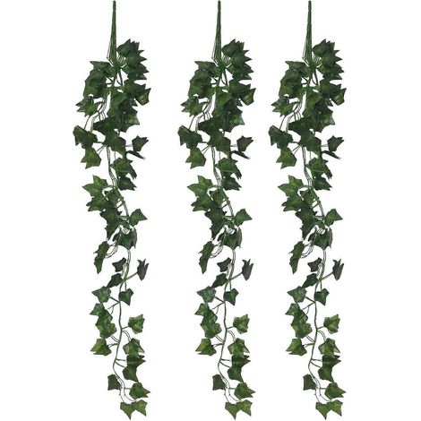 Lot de 3 lianes de lierre artificielles suspendues de 90 cm (2,95 pieds), plantes artificielles à suspendre pour décoration murale intérieure et extérieure, jardin. (1/5)