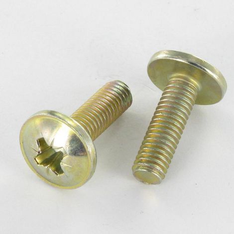 Vis Poelier Pozi M6X24 Diamètre de tête: 14.5 Bichromaté-10 pièces