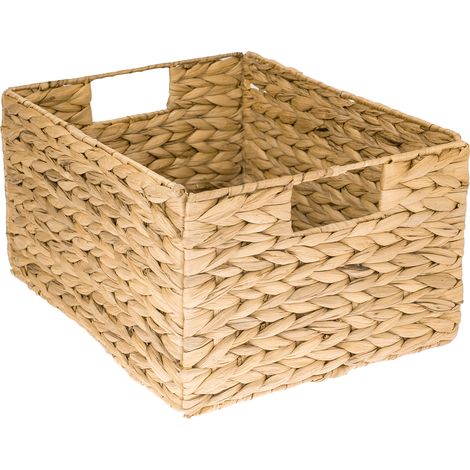 HMF Aufbewahrungskorb, faltbarer Korb geflochten aus Wasserhyazinthe Seegras, Größe L, 36 x 28 x 20 cm