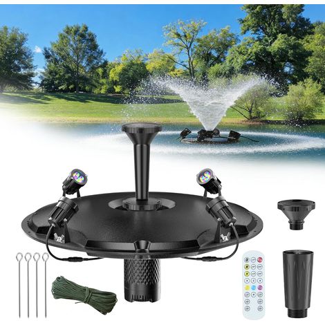 POPOSOAP Schwimmende Teichfontäne mit LED, 6000 L/h Pumpe, 9 m Kabel, 3 Sprühmuster, Belüfter für Teich, Pool & See