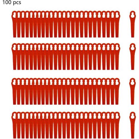 100 Stück Kunststoff Rasenmähermesser Rasenmähermesser für den Garten Ersatzmesser Kunststoffmesser Rasenmäherzubehör 83 mm lang für Akku Rasenmä (1/5)