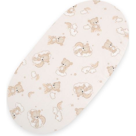 Lenzuolo in cotone per culla Boho gondola passeggino 75x35 cm - orsacchiotto beige con arcobaleno (1/3)