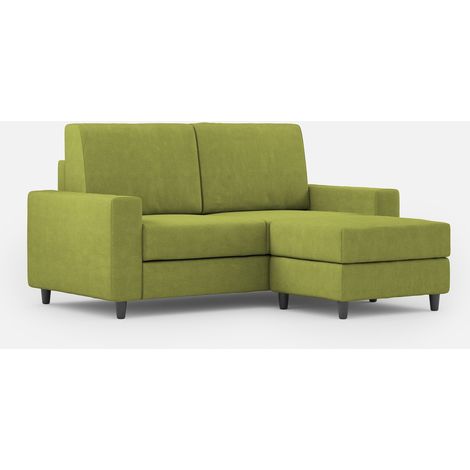 Divano 2 Posti con Pouf 168x145x85 cm Sakar in Tessuto Verde (1/5)