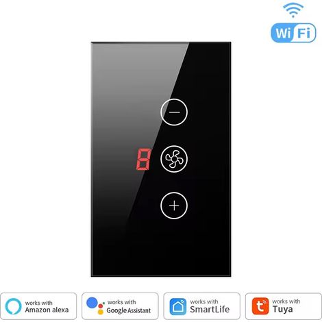 Tuya Interruttore per Ventole Smart WiFi con Display Colore: Nero (1/3)