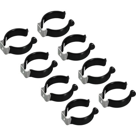 T12 U Clips Console Bracket for LED Light Bulb Mounting Console Bracket Stainless Steel Fluorescent Tube Holder Pipe Clips, Black Pack of 8 (1/5)