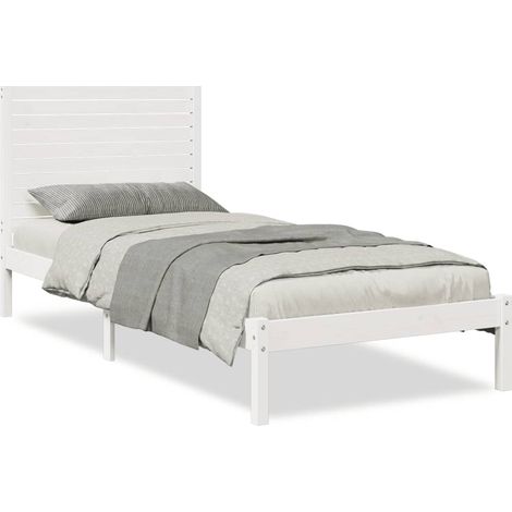 Maison Exclusive - Cama extralarga sin colchón madera maciza blan