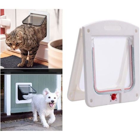 Cat flap for cats and small dogs, with a microchip-equipped door and four lockable entry points. Easy to install and use. (1/4)