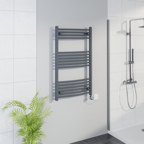 WiFi Thermostatic Curved Towel Rail Timer Grey/Chrome 1000x600mm
