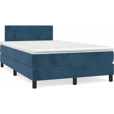vidaXL Giroletto a Molle con Materasso Blu Scuro 120x190 cm in Velluto