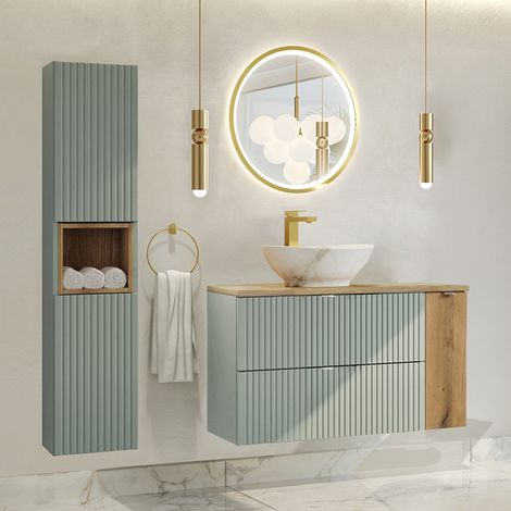 Set di mobili da bagno con lavabo Jade verde 100cm