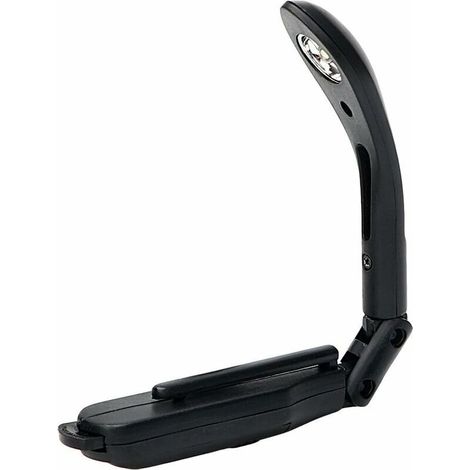 Réglable Lampe de lecture de livre à clipper avec batterie pliable (Noir)