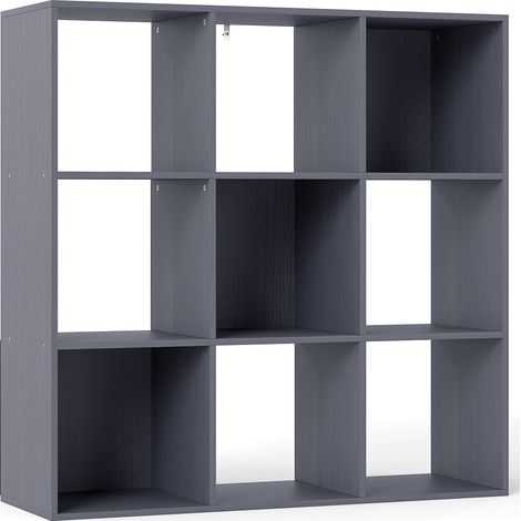 Étagère design Kalyxen rangement moderne 9 cubes effet bois gris élégant salon bureau