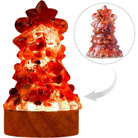 (Sapin de Noël en cristal et pied de lampe emballés ensemble dans du papier bulle) Clé USB, éclats de cristal naturel, résine époxy, sapin de Noël, décoration de Noël pour la maison ou le bureau (lamp (1/2)