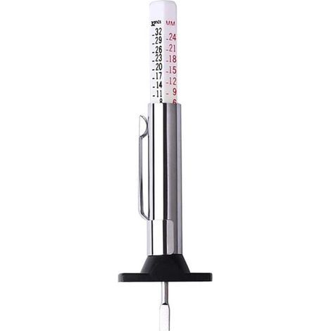 Reifenprofiltiefenmesser, Reifentiefenmesser, Länge 90 mm, für Auto, Fahrrad, Transporter, LKW, Motorrad, Standard-Digitalmessgerät aus Edelstahl, metrisch (1/4)
