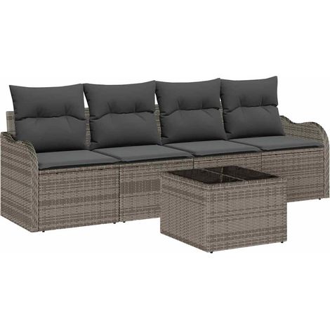 Maison Exclusive - Gartensofa-set Grau Poly-Rattan