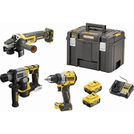 DeWalt - Kit de 3 herramientas XR 18 V 5 Ah sin escobillas atornilladora DCD800 + perforadora SDS Plus DCH172 + amoladora angular DCG405-DCK355P2T-QW