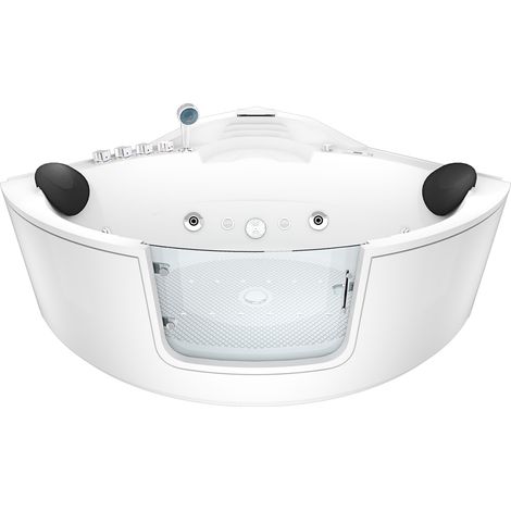 Whirlpool Pool Badewanne Eckwanne Wanne W60H-TH 140x140cm mit Tür Walk-in-Pool passive Schlauch-Reinigung (1/5)