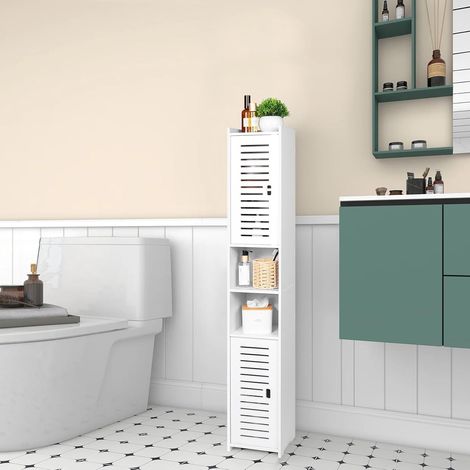 Armoire sur Pied de Salle de Bain, Meuble de Rangement, Meuble Salle de Bain Rangement Polyvalent pour Salon, Cuisine, Salle à Manger, Blanc (1/5)