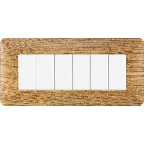 Placca Plastica Serie Solar 6P Colore Legno Scuro Compatibile Con Bticino Matix (1/5)