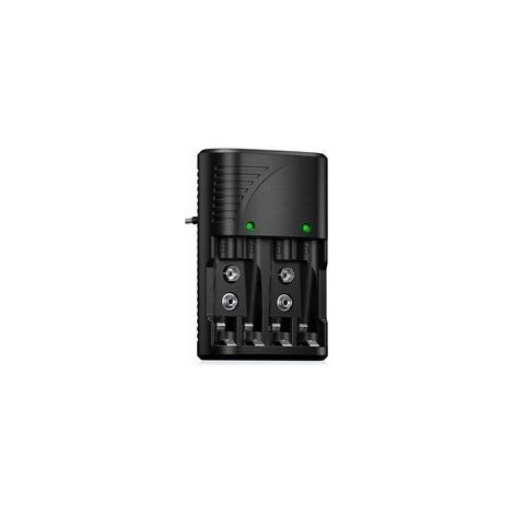 Chargeur de piles universel rapide pour AA/AAA/9V – Indicateur LED – Protection surchauffe – Tension d'entrée AC 100-240V (1/5)