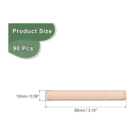 Wooden Dowels 10 x 80 mm Bevelled Ends (1/4)