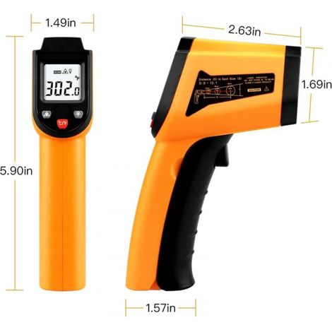 TERMOMETRO LASER DIGITALE AD INFRAROSSI MAX 400° C MISURA TEMPERATURE (NO UMANA) (1/5)