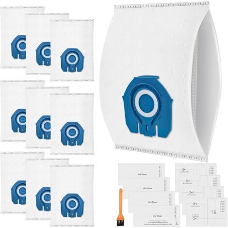 Lot de 10 sacs d'aspirateur 3D compatibles avec les sacs d'aspirateur Miele pour Complete C3 & C2, Classic C1, S2, S5, S8, S400, S600, S800, avec 4 moteurs et 4 filtres d'évacuationRemplace 9917730 (1/5)