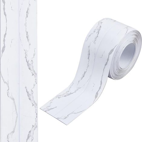 3 rotoli di bordatura decorativa in PVC effetto marmo, autoadesiva, per mobili fai da te come tavoli e armadi, 37 mm, 3,2 m/rotolo. (1/3)