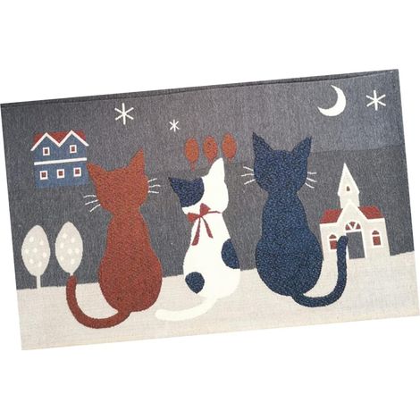 Tapis d'entrée à motif chat, tapis décoratif antidérapant, tapis de sol extérieur (1/5)