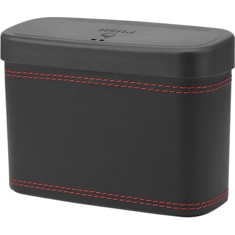 Papelera, Mini papelera, Papelera con tapa, Caja de almacenamiento multifuncional, Para asiento trasero y puerta, Negro, Plástico (1/5)