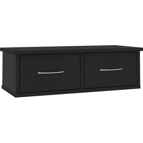 vidaXL Scaffale con Cassetti a Parete Nero 60x26x18,5 cm