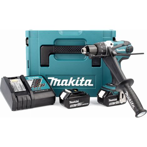 Trapano avvitatore a percussione MAKITA 2 batterie 18V 5,0 Ah, caricabatterie, valigetta - Ø13mm - DHP458RTJ (1/3)