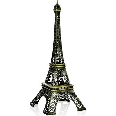 1 Statue Tour Eiffel, Métal, Finition Bronze, 10cm, Décoration Bureau, Cadeau