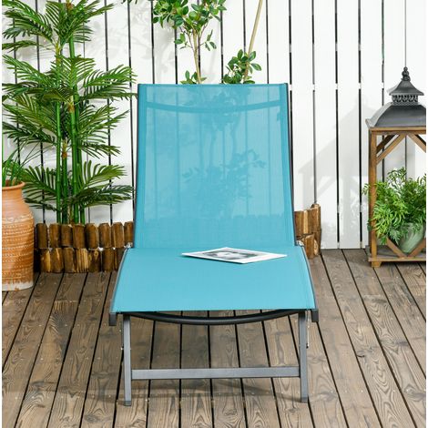 Sillón tumbona con ruedas respaldo regulable azul OKMYHOME (1/3)