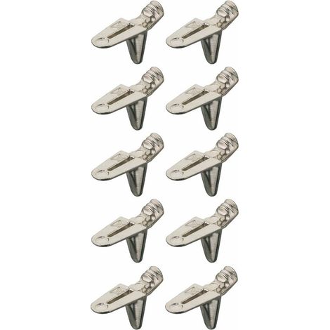 10x Taquet en alliage zingué équerre à encastrer dans trou de perçage Ø5mm avec 2 encoches pour fonds en bois Meuble Placard Etagère Plateau Armoire Tablette Support Fixation Connecteur (1/2)
