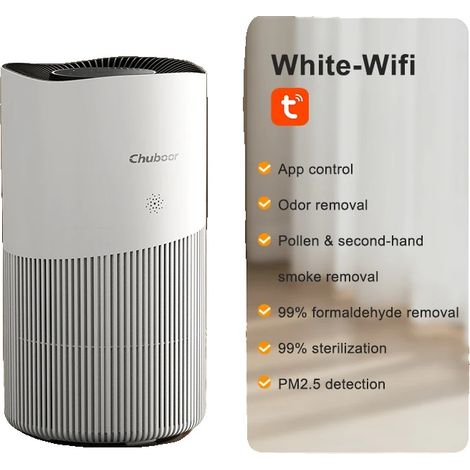 Purificador de aire, elimina olores, funcionamiento silencioso, blanco-WiFi (1/2)