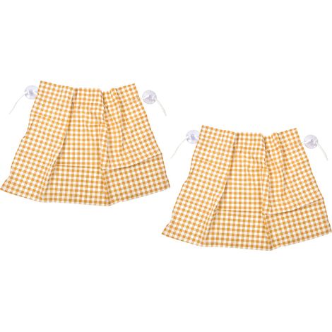 Lot de 2 rideaux pare-soleil latéraux de voiture anti-UV à motif quadrillé jaune, avec ventouses (1/5)