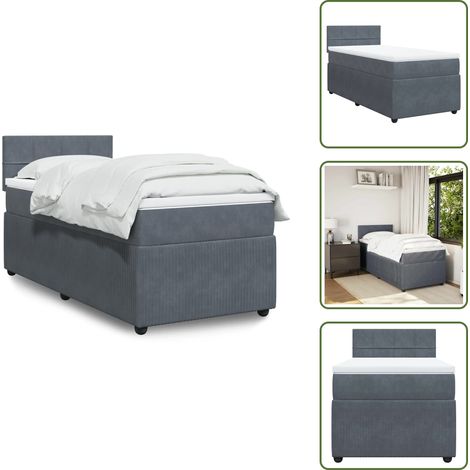 Boxspringbett mit Matratze Dunkelgrau 90x200 cm Samt - Boxspringbett - Boxspringbetten - Bett - Betten (1/5)