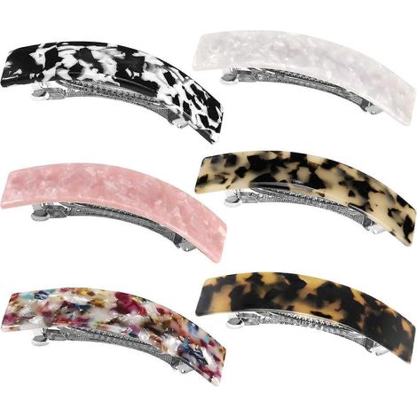 Barrettes à cheveux pour femmes, élégantes barrettes de style français, pinces à cheveux automatiques en écaille de tortue pour cheveux mi-longs et fins, pinces à cheveux en acrylique tendance (1/5)