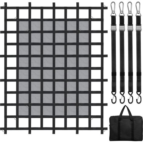 Mophorn-Ladungsnetz, 72 x 57 Zoll, strapazierfähiges Ladeflächennetz, mit 4 verstellbaren Gurten, Karabinern und S-Haken, für Pickup, Jeep, SUV, Boot