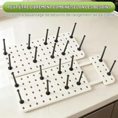Drying Rack for Bottles, Dish Draining Bottle Rack, Extendable Storage Lid, Kitchen Worktop, Universal Storage, Adjustable Uprights for Storing Kitchen Utensils Books (1/2)