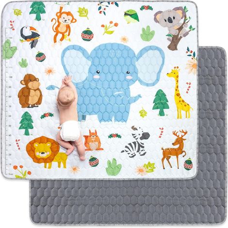 1 Tapis de jeux, Antidérapant, Coton, Imperméable, Pliable, 200x180 cm, Pour bébé (1/5)