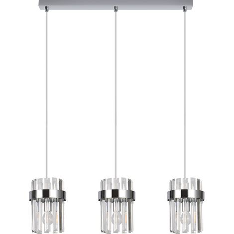 Lampada a sospensione Vetro cromata 3xE14 60 cm trasparente (1/5)