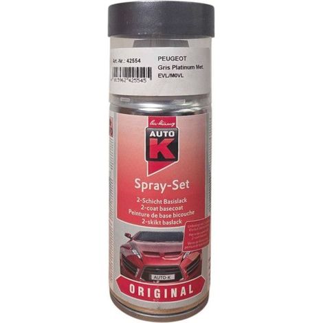 Bombe de peinture pour carrosserie - Peugeot - EVL/M0VL Gris platimum métallisé - 150 ml - Auto K