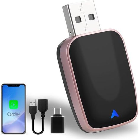 Adaptador CarPlay inalámbrico, convierte CarPlay con cable a inalámbrico, adaptador USB plug, and, compatible con iOS 12+ y vehículos con CarPlay (1/5)
